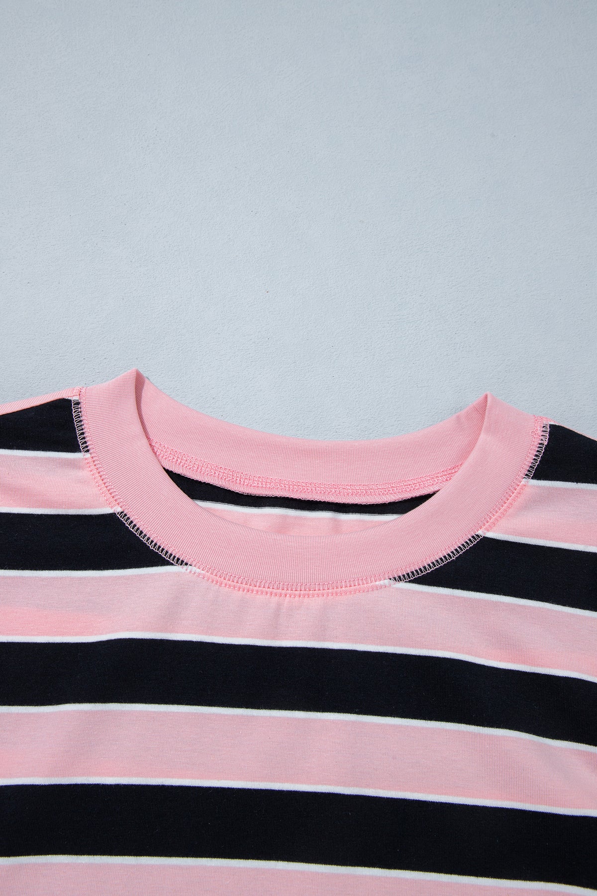 Pink Stripe Loose Tee and Pants Two Piece Set