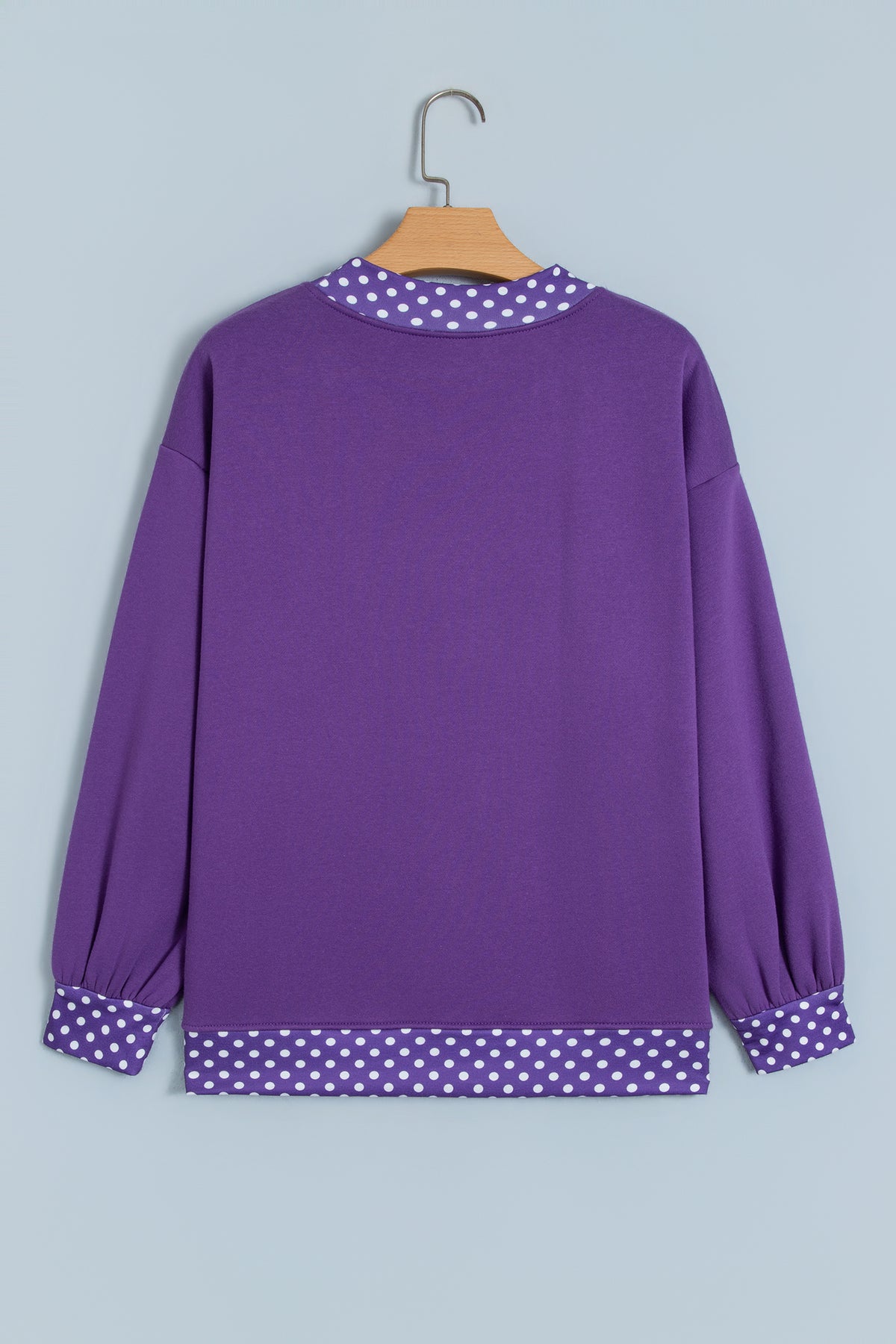 Tillandsia Purple Colorblock Polka Dot Contrast Trim Oversized Sweatshirt
