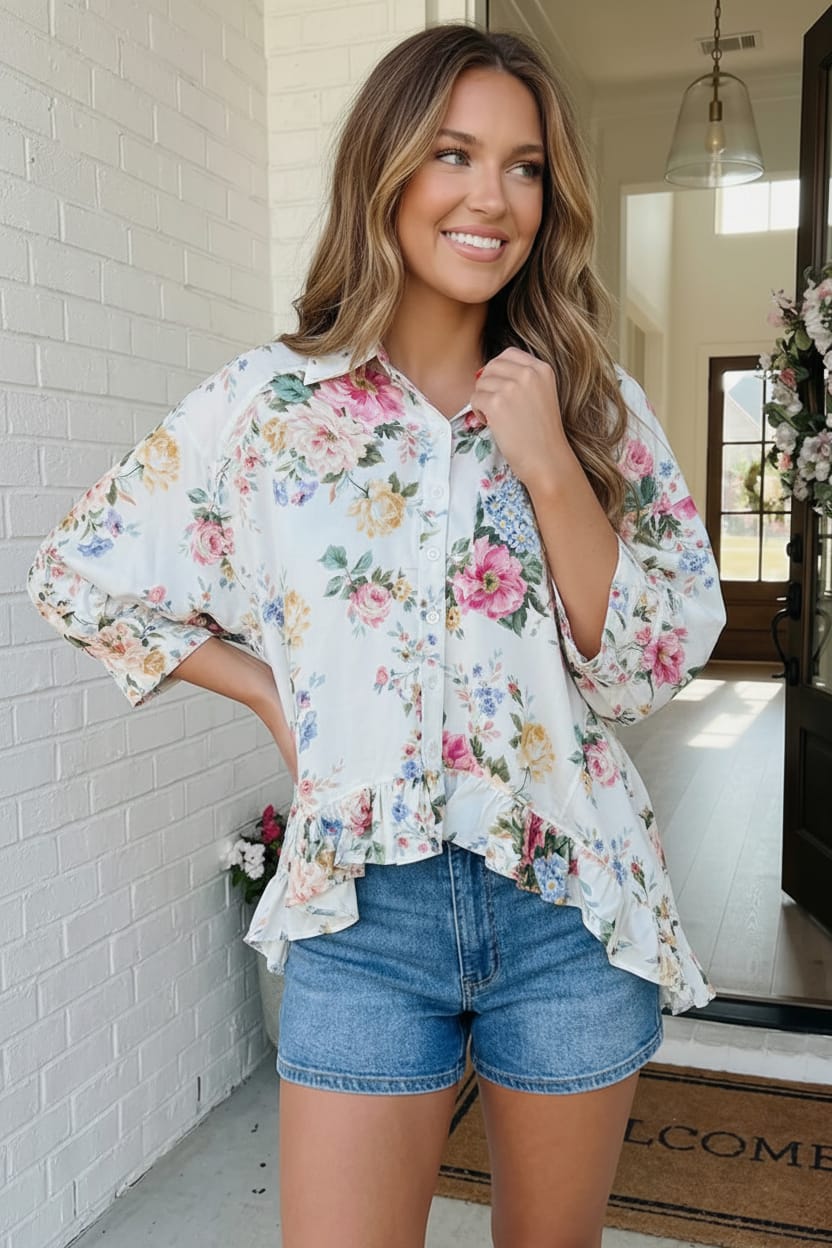 Home for the Weekend Floral Peplum Blouse