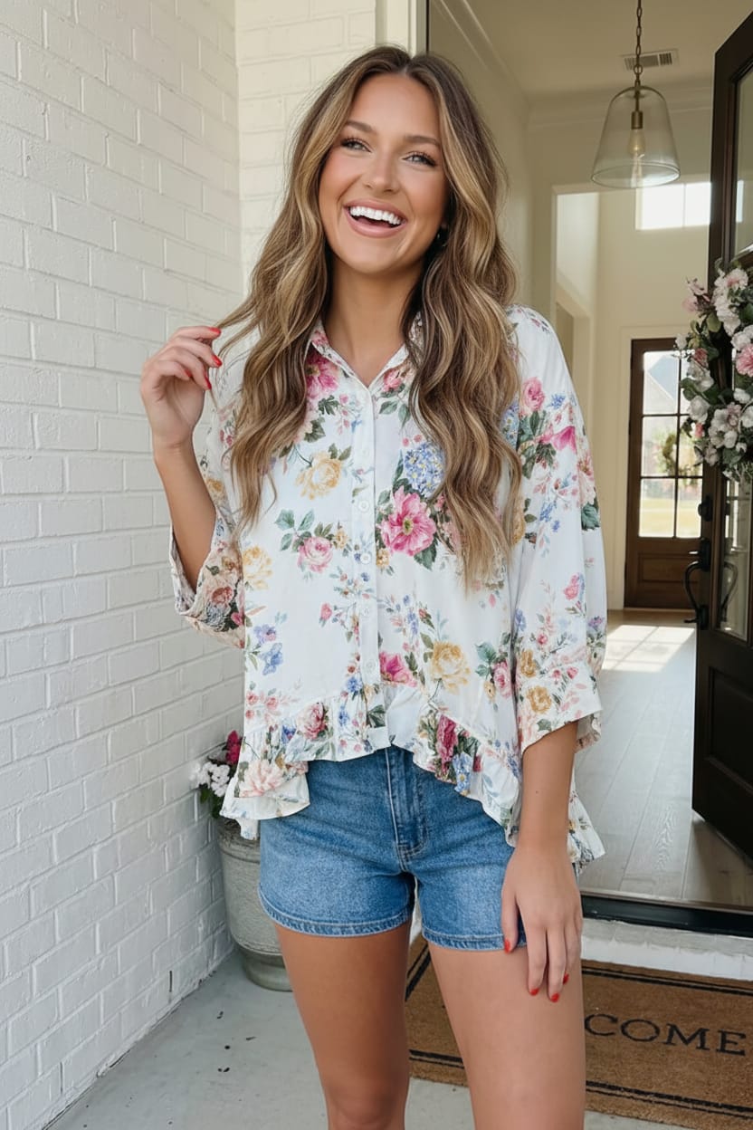 Home for the Weekend Floral Peplum Blouse