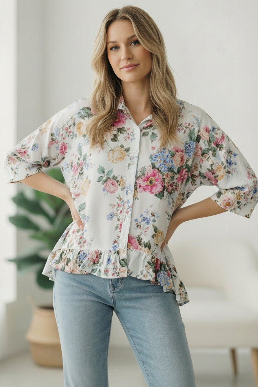 Home for the Weekend Floral Peplum Blouse