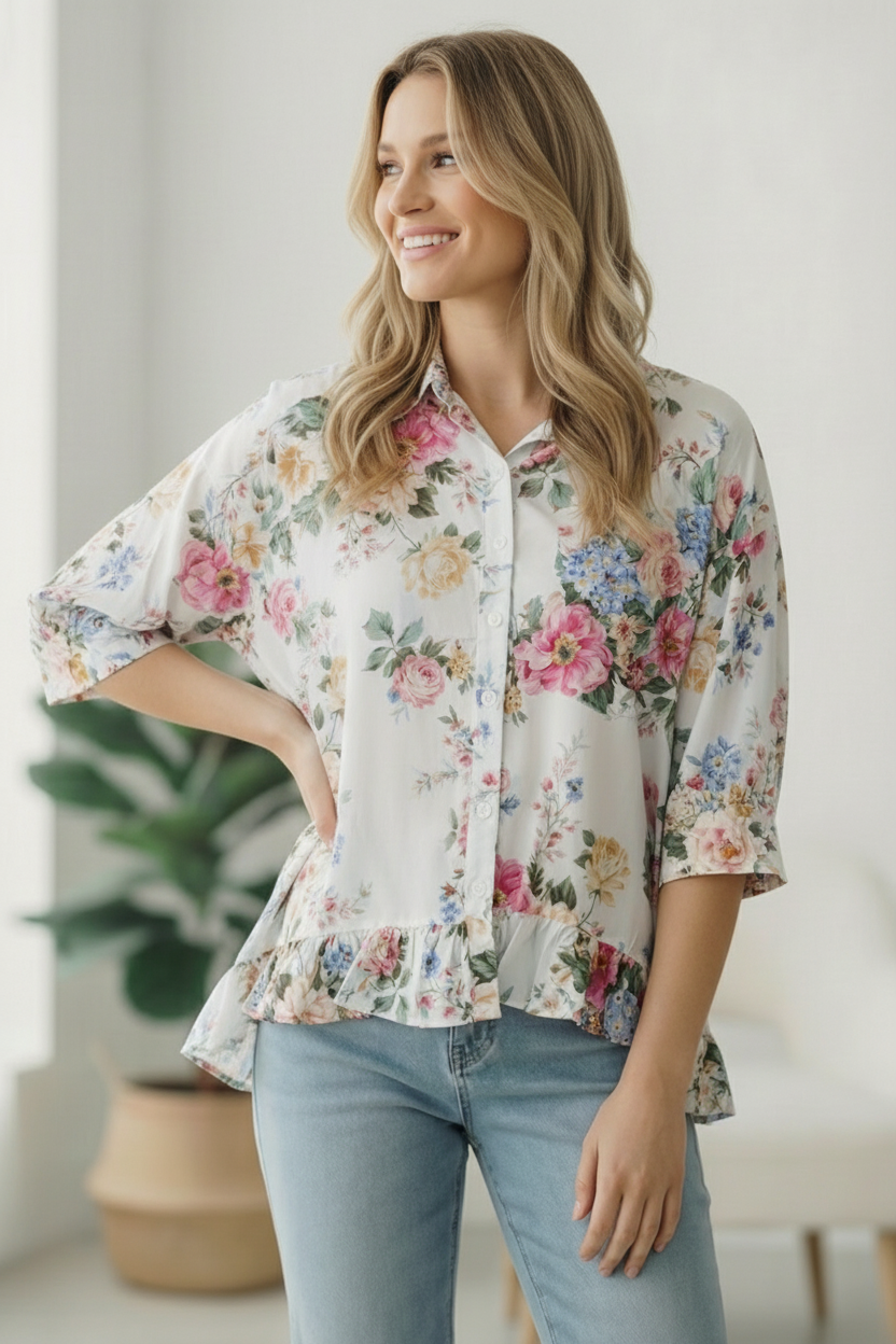 Home for the Weekend Floral Peplum Blouse